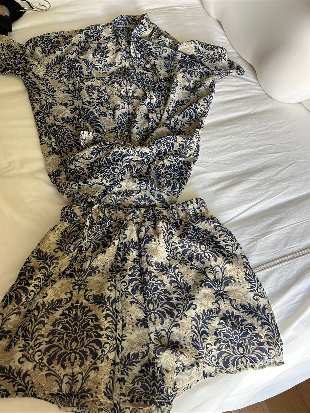 Neutral and Navy Floral Print Womens Dress